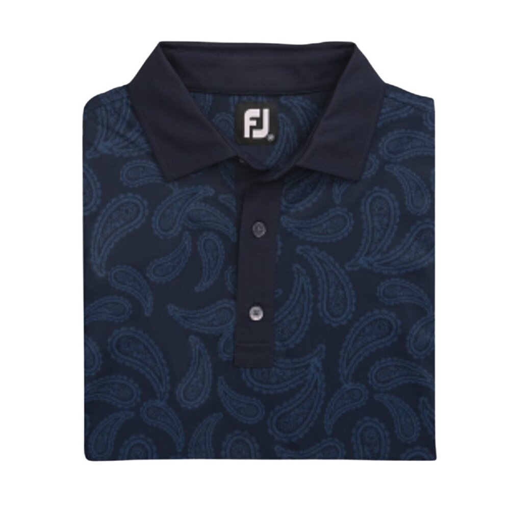 FOOTJOY Men's Blue Paisley Print Performance Golf‎ Polo, Size Large